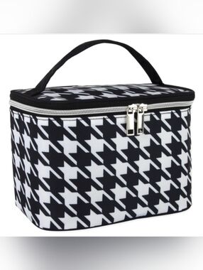Black & White Houndstooth Cosmetic Case